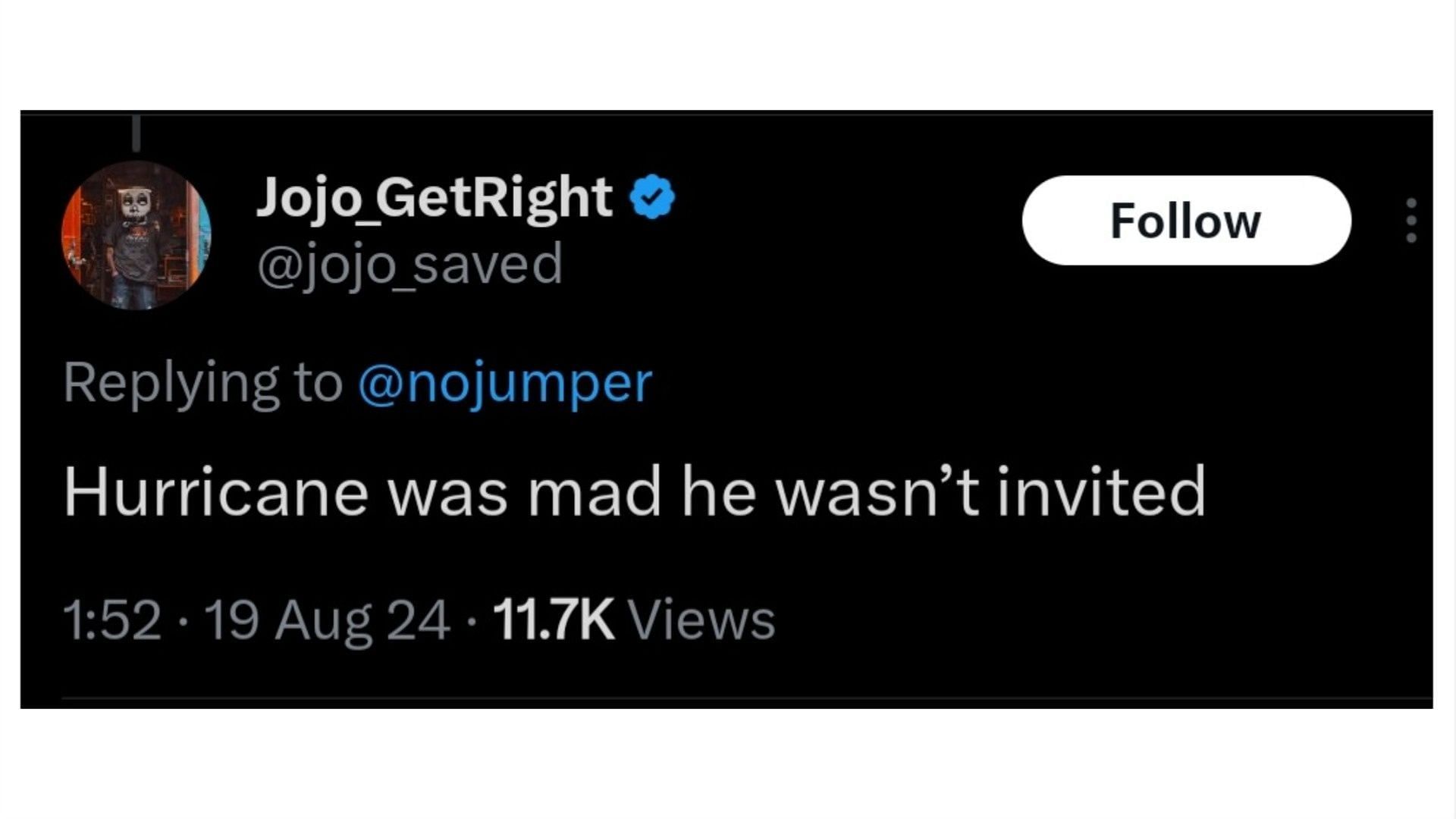 A fan reacted to Fredo Bang's response to Hurricane Chris, (Photo via @jojo_saved/X)